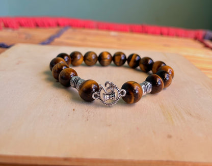 Premium Tiger Eye Bracelet 925 Silver | Large Stone Beads | Free Shipping & Gift
