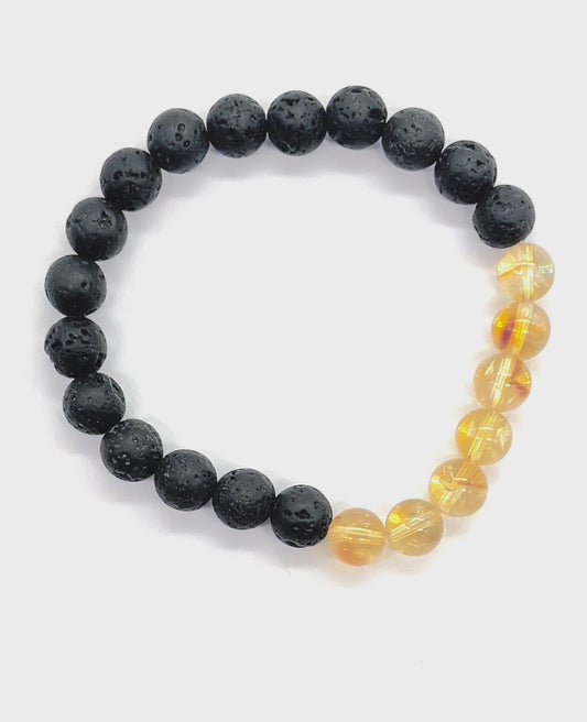 Citrine Lava Stone Bracelet - Astrology Jewelry for Solar Plexus Chakra, Abundance & Success Manifestation