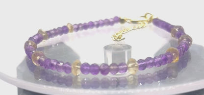 Amethyst citrine 925 silver bracelet for crown solar plexus chakra balance